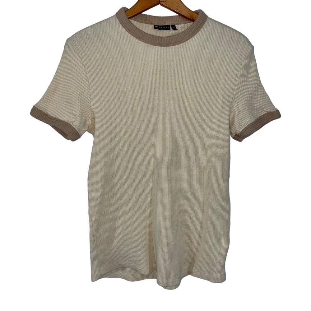 ASOS Cream Tan Waffle Knit Short Sleeve Tee T-Shirt S